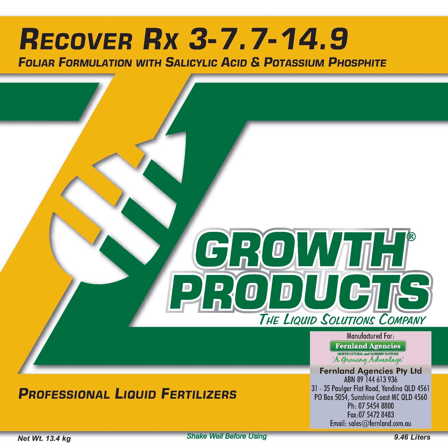 Recover RX (3-8-15) Fertiliser with Salicylic Acid 10 Litre