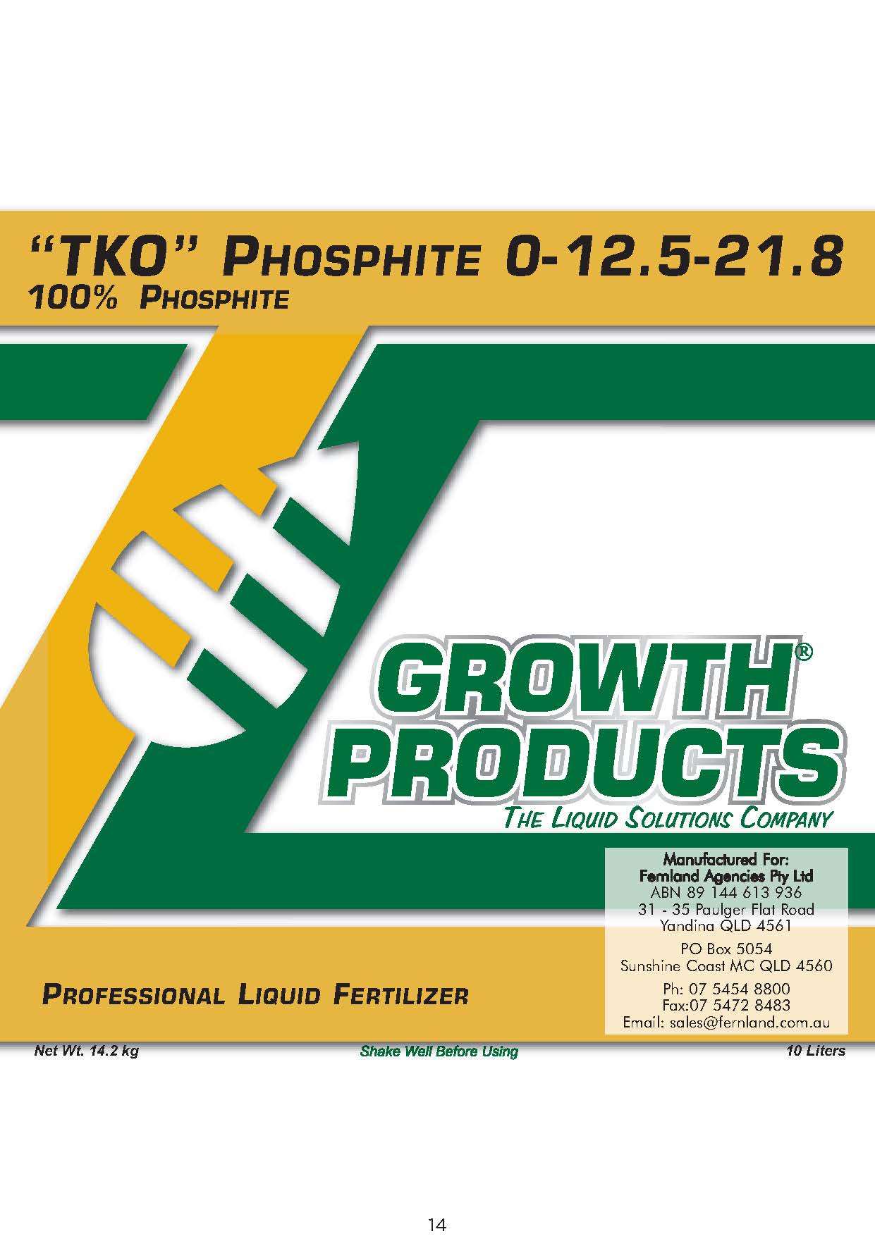 TKO 0-12.5-21.8 Phosphite Fertiliser 10L